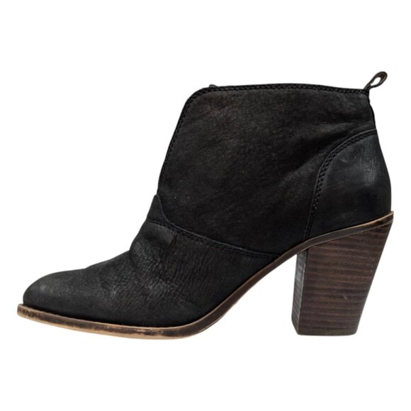 Lucky Brand Ehllen Booties Womens Black Leather Ankle Boots Size 9.5 M - Picture 4 of 11